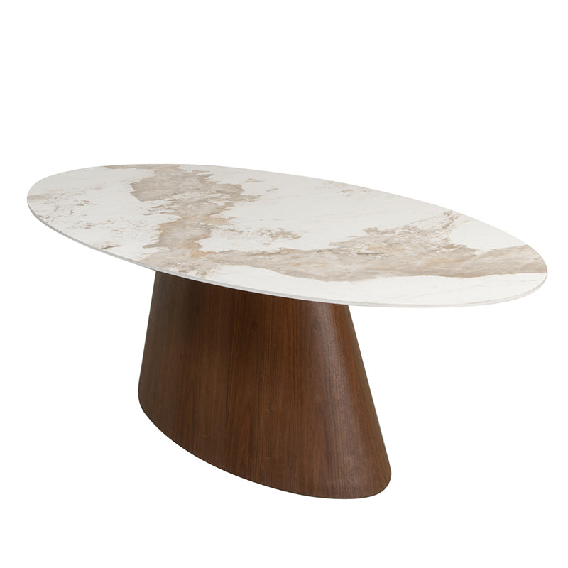 Ellipse Dining Table Ceramic Marble