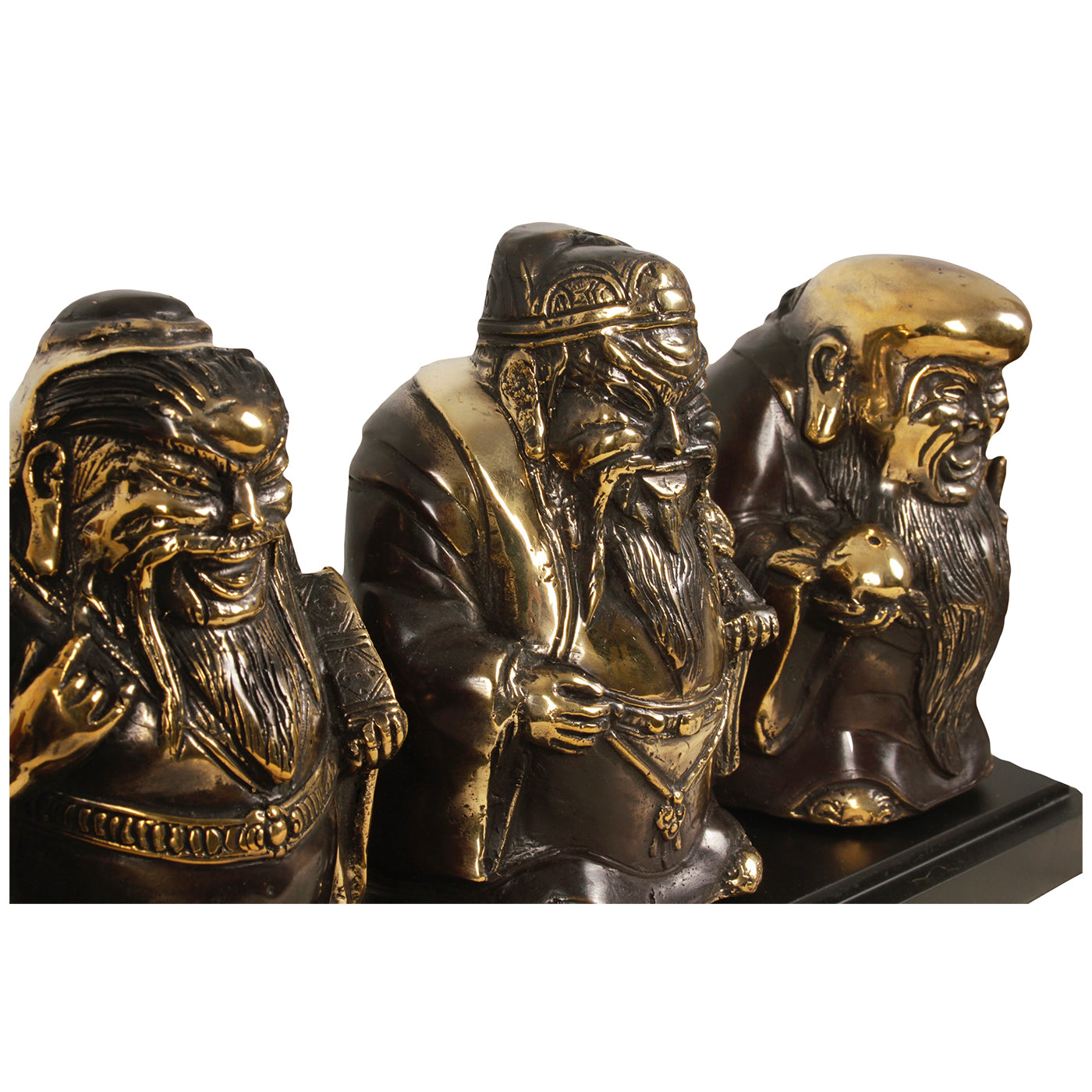 Brass Fu Lu Shou Statues On Stand