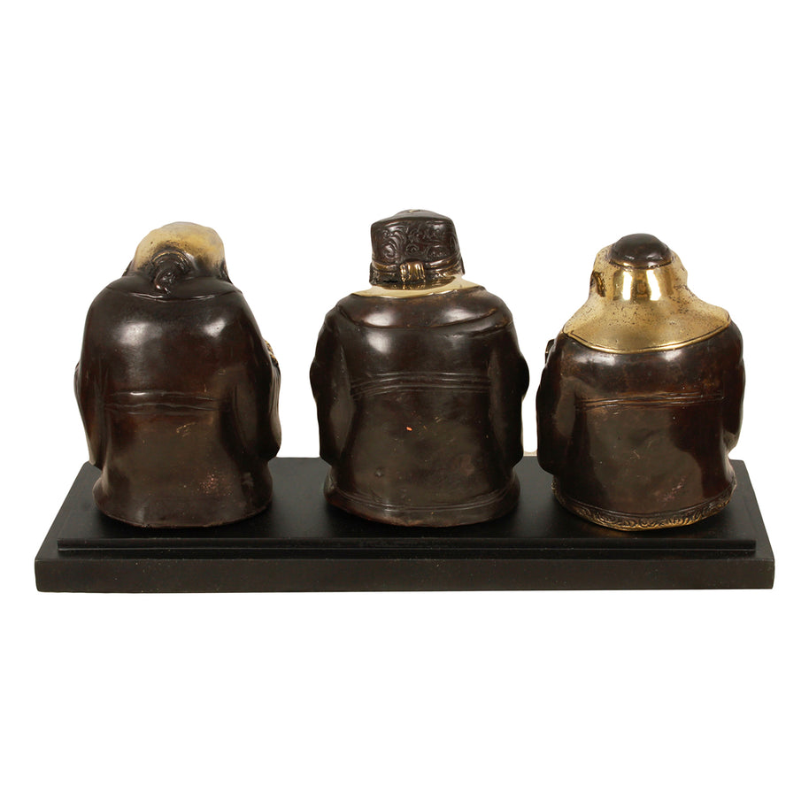 Brass Fu Lu Shou Statues On Stand