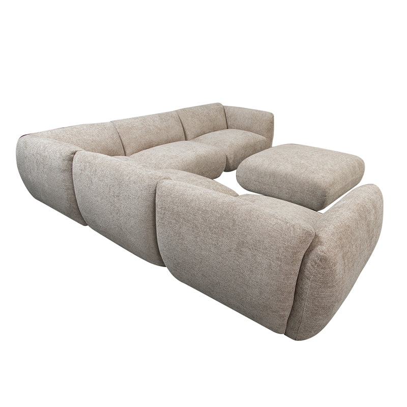 Amsterdam 6 Seater Corner With Ottoman Sofa Latte