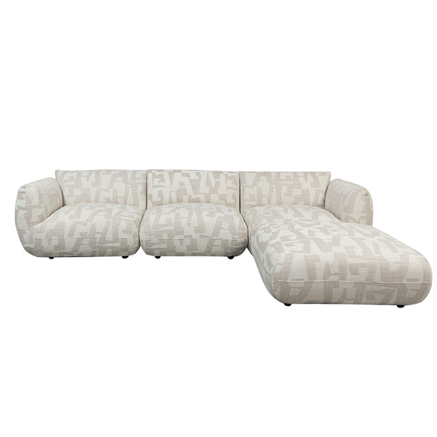 Amsterdam 4 Seater With Ottoman Sofa White Glyphs