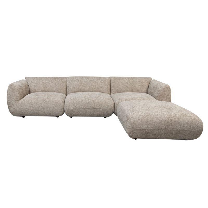 Amsterdam 4 Seater With Ottoman Sofa Latte