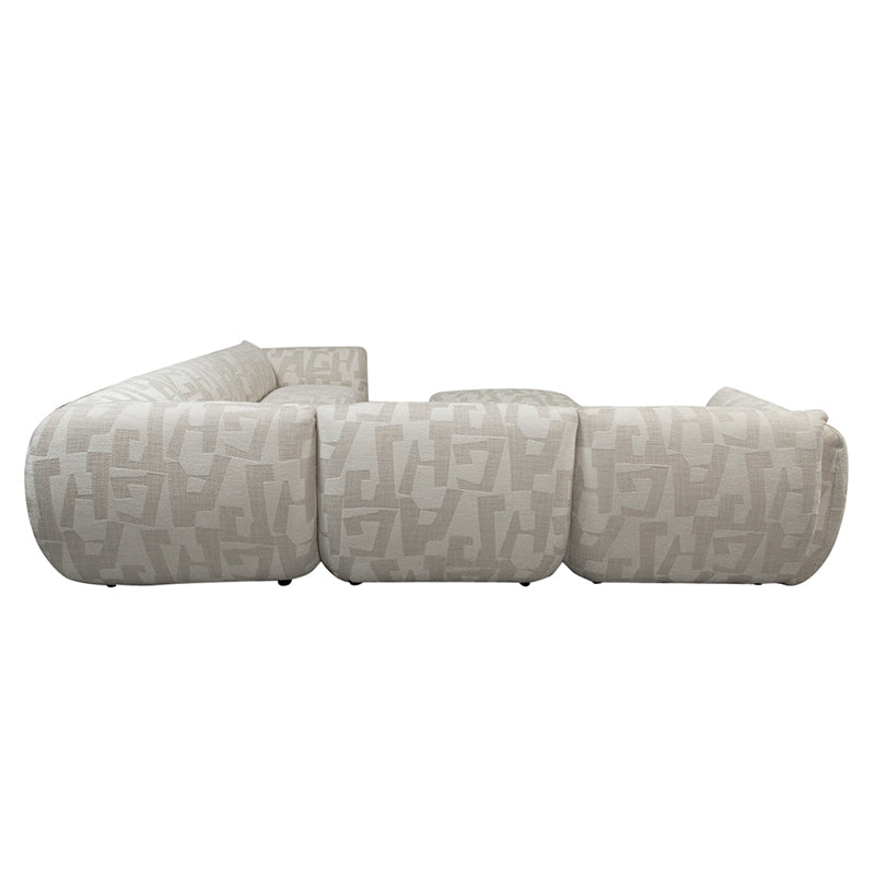 Amsterdam 6 Seater Corner With Ottoman Sofa White Glyphs