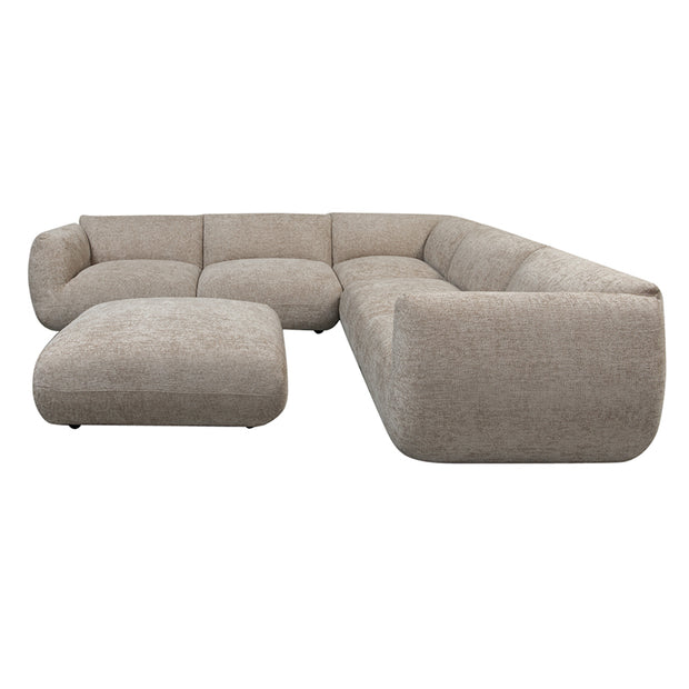 Amsterdam 6 Seater Corner With Ottoman Sofa Latte