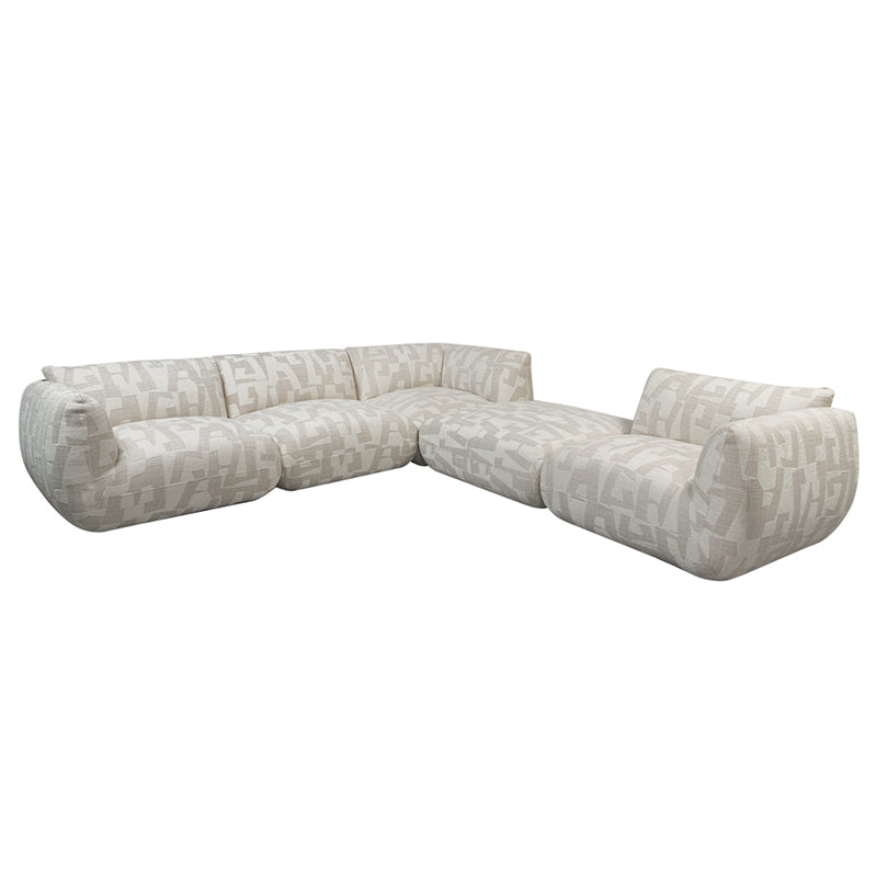 Amsterdam 5 Parts Corner Sofa White Glyphs