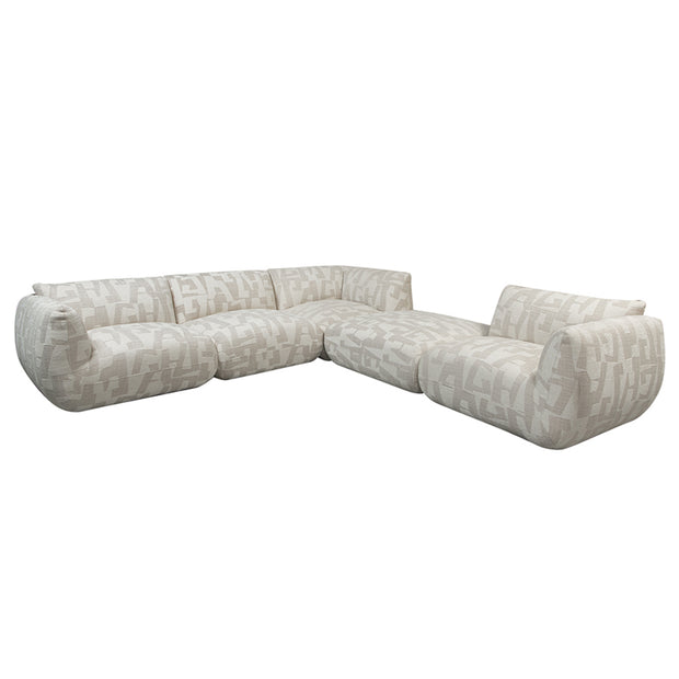 Amsterdam 5 Parts Corner Sofa White Glyphs