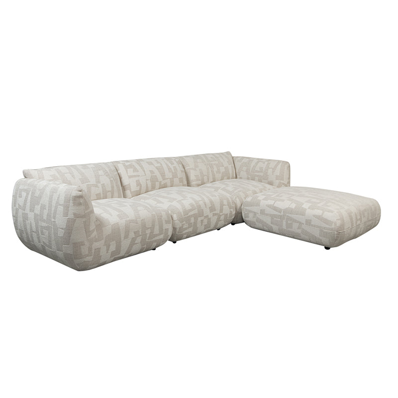 Amsterdam 4 Seater With Ottoman Sofa White Glyphs