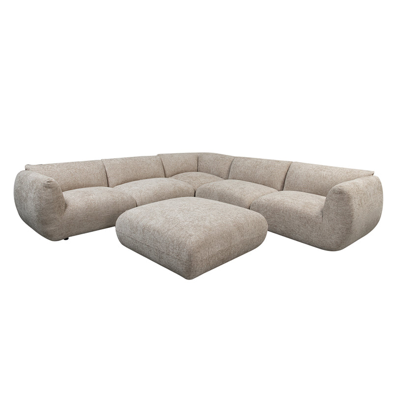Amsterdam 6 Seater Corner With Ottoman Sofa Latte