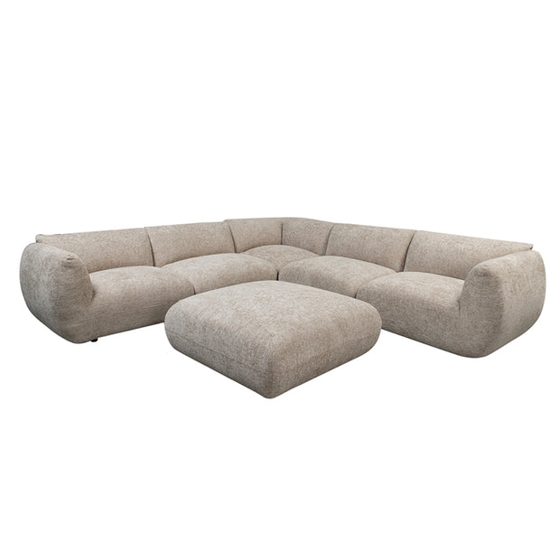 Amsterdam 6 Seater Corner With Ottoman Sofa Latte