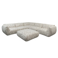 Amsterdam 6 Seater Corner With Ottoman Sofa White Glyphs