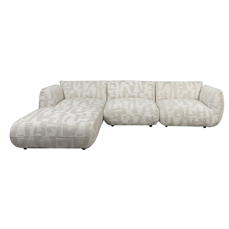 Amsterdam 4 Seater With Ottoman Sofa White Glyphs