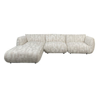 Amsterdam 4 Seater With Ottoman Sofa White Glyphs