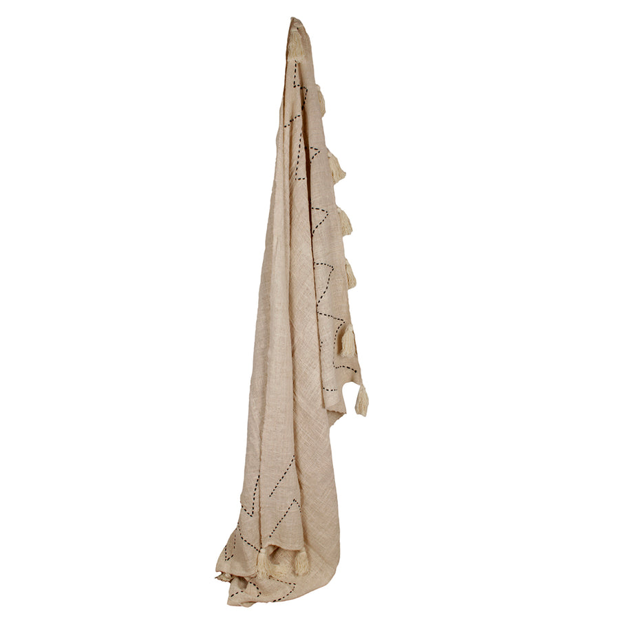 Thin Linnen PomPom Blanket 200x140