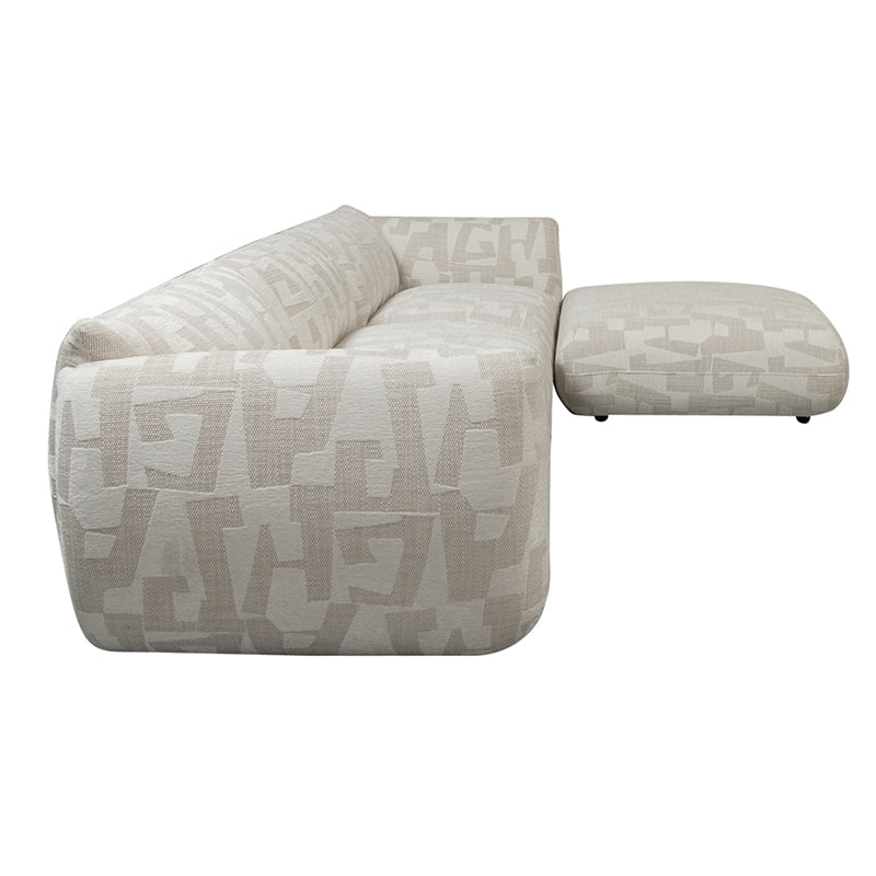 Amsterdam 4 Seater With Ottoman Sofa White Glyphs