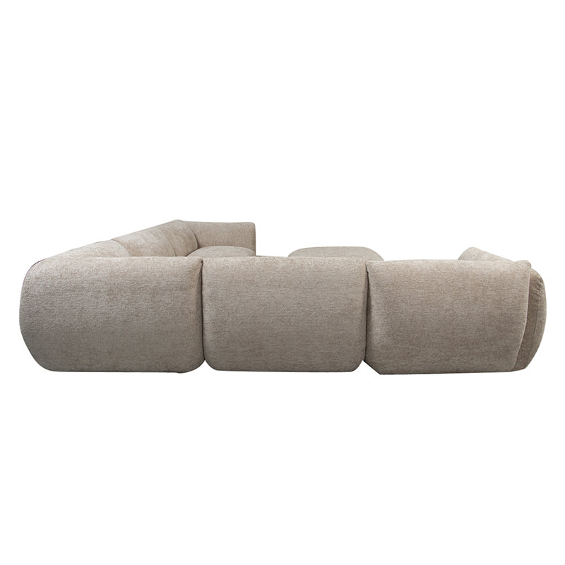 Amsterdam 6 Seater Corner With Ottoman Sofa Latte