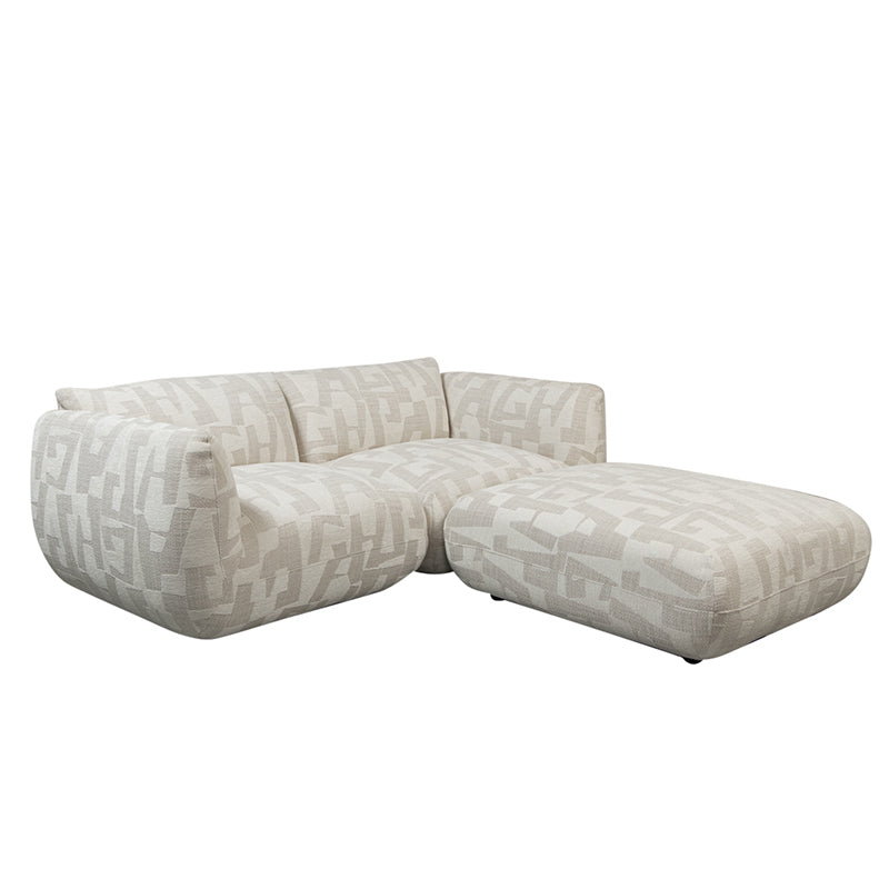 Amsterdam 2.5 Seater With Ottoman Sofa White Glyphs