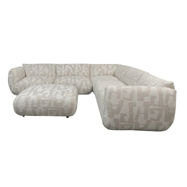 Amsterdam 6 Seater Corner With Ottoman Sofa White Glyphs