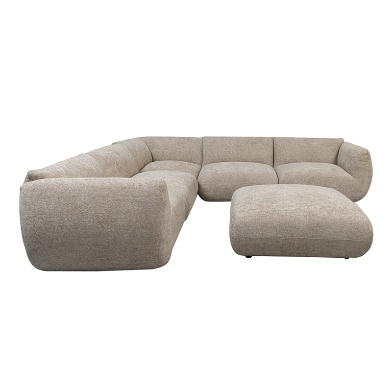 Amsterdam 6 Seater Corner With Ottoman Sofa Latte