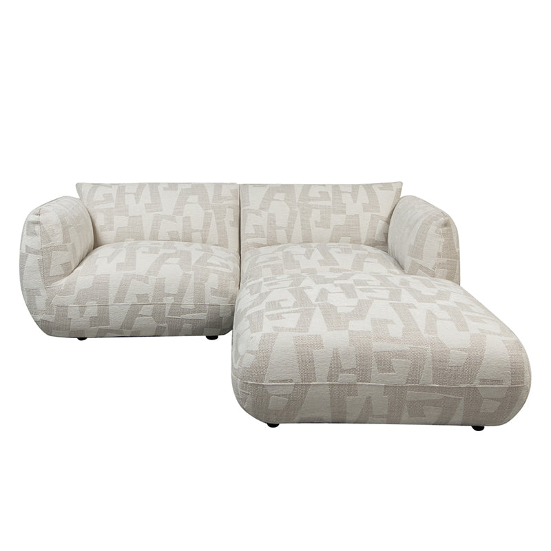 Amsterdam 2.5 Seater With Ottoman Sofa White Glyphs