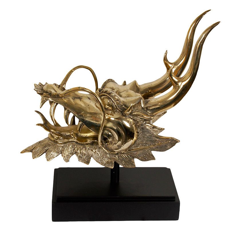 Brass Dragon Head On Stand Small