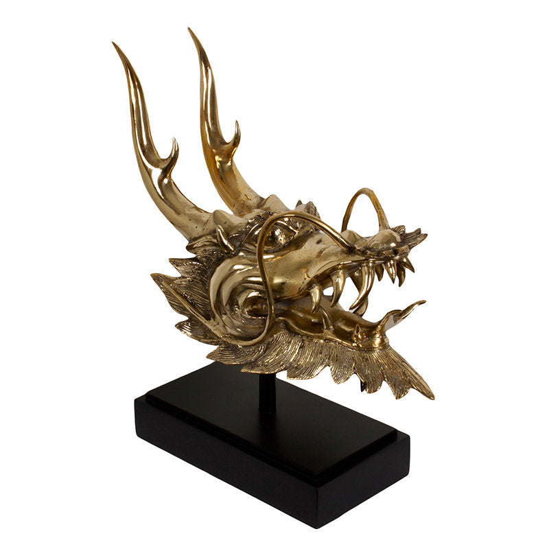 Brass Dragon Head On Stand Small
