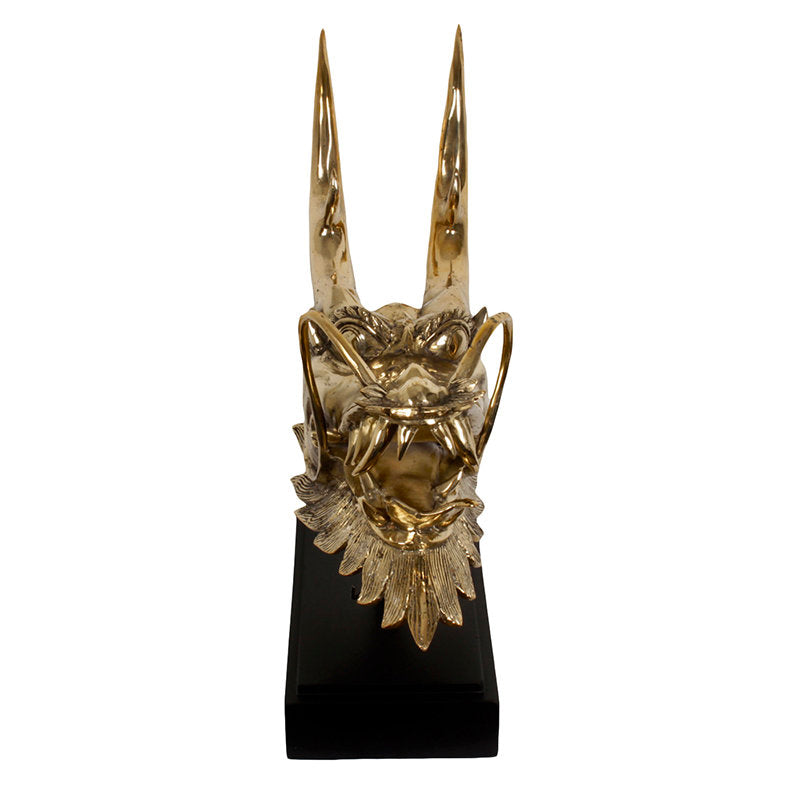 Brass Dragon Head On Stand Small