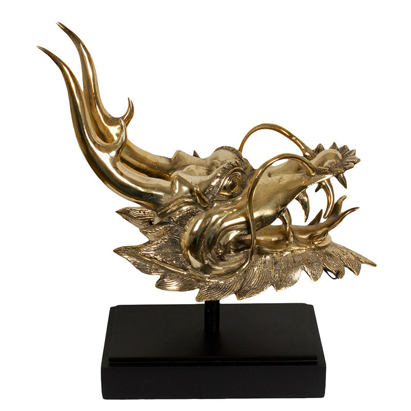 Brass Dragon Head On Stand Small