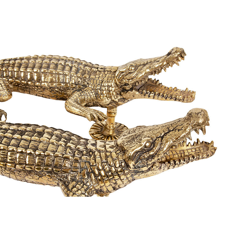 Brass Door Handle Crocodile Set of 2