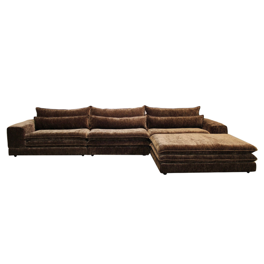 London 6 Seater With Ottoman Sofa Umber