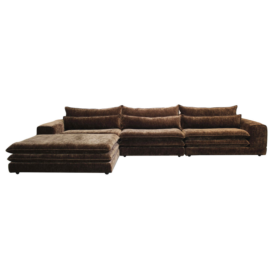 London 6 Seater With Ottoman Sofa Umber