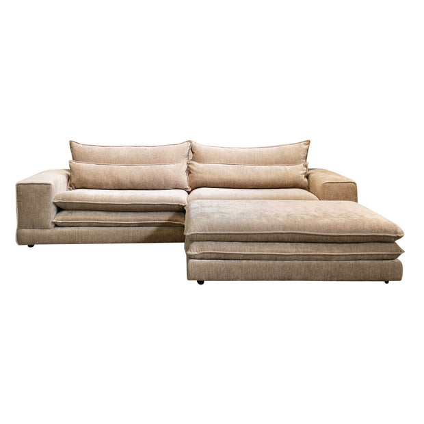 London 3 Seater With Ottoman Sofa Tan