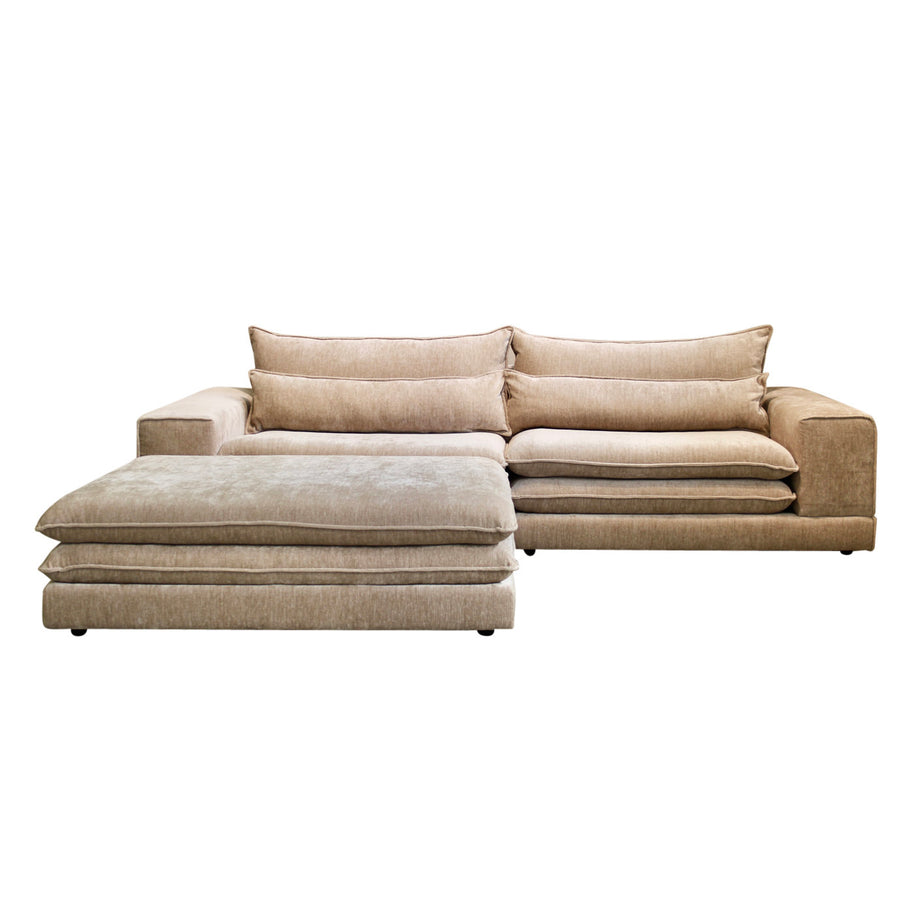London 3 Seater With Ottoman Sofa Tan