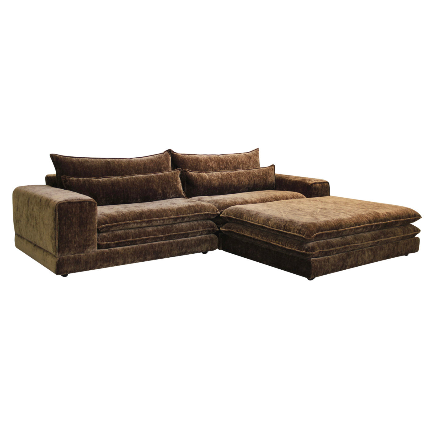 London 3-Zitsbank + Hocker Umber