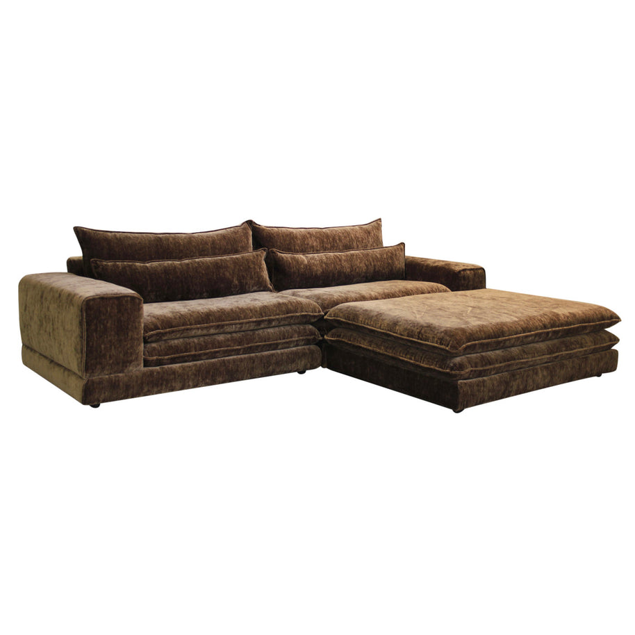 London 3-Zitsbank + Hocker Umber
