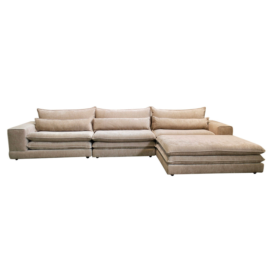 London 6 Seater With Ottoman Sofa Tan