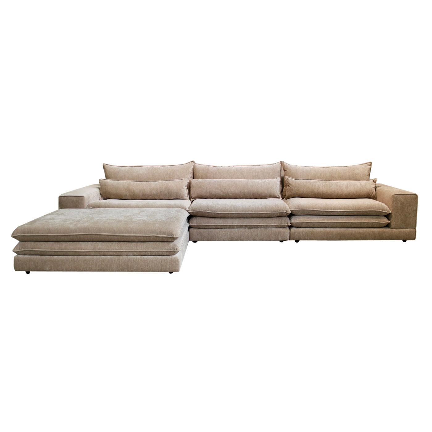 London 6 Seater With Ottoman Sofa Tan