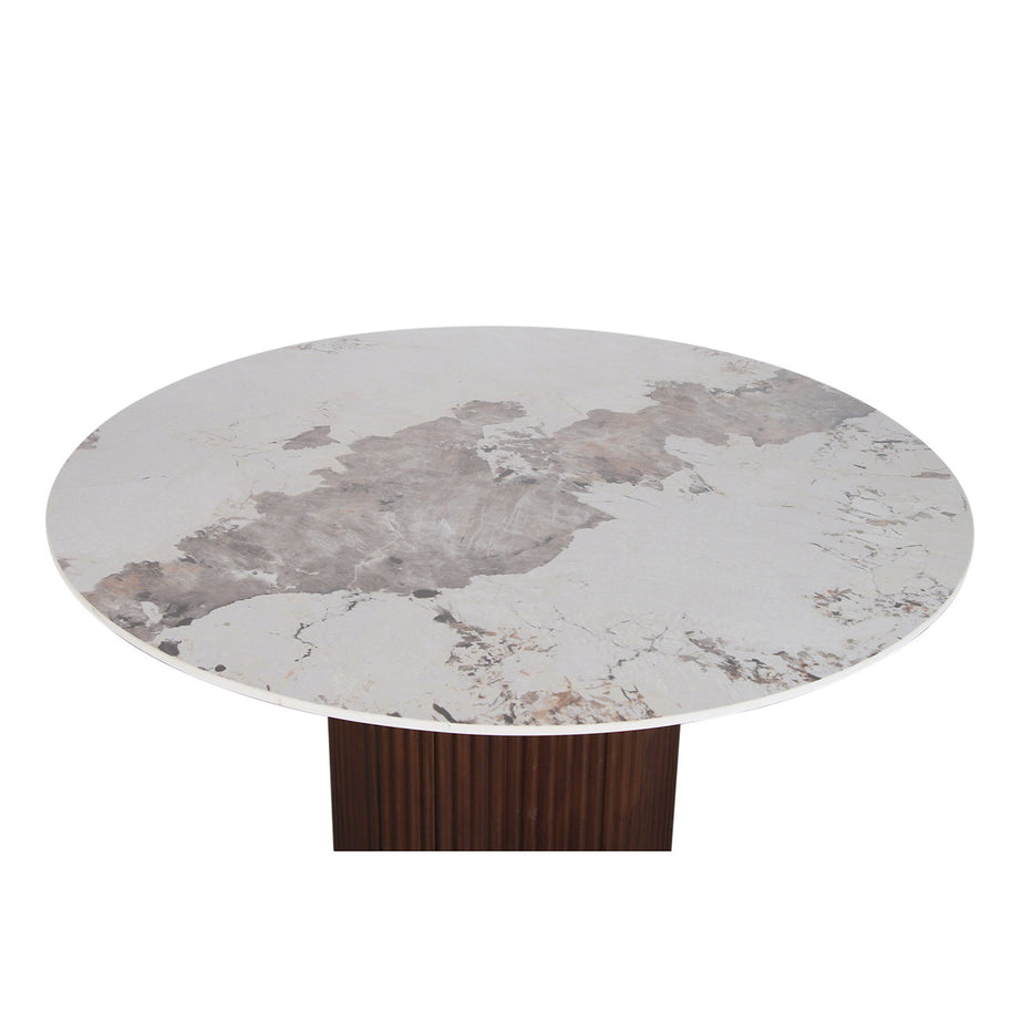 Urban Chique Round Table Ceramic Marble / Walnut Veneer