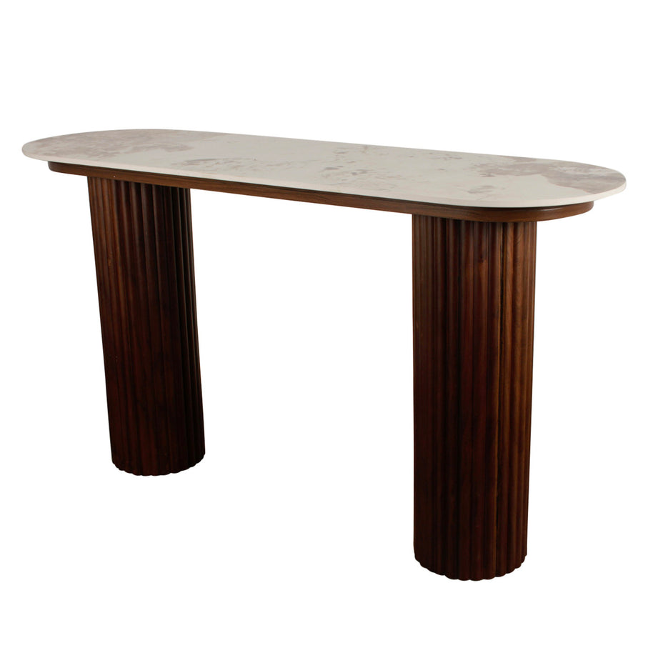 Urban Chique Side Table Ceramic Marble / Walnut Veneer