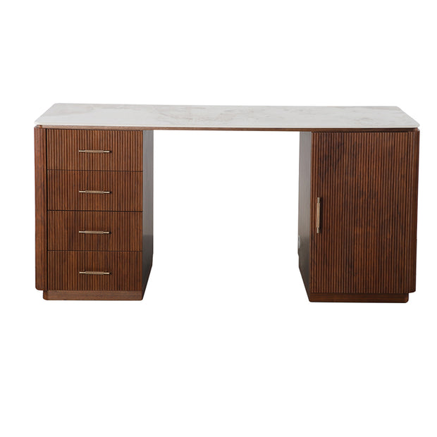 Urban Chique Bureau, keramisch marmer, walnootfineer