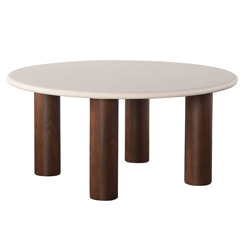 Japandi Lage Eettafel Microcement / Walnootfineer