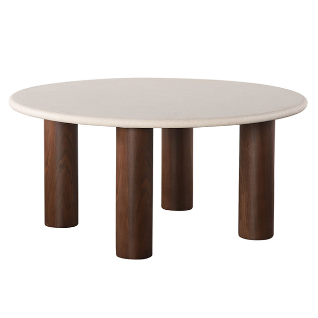 Japandi Lage Eettafel Microcement / Walnootfineer