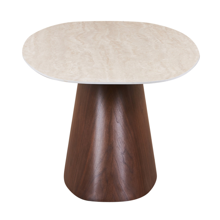 Danish Dining Table Ceramic Travertine / Walnut Verneer