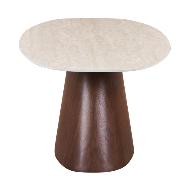Danish Dining Table Ceramic Travertine / Walnut Verneer