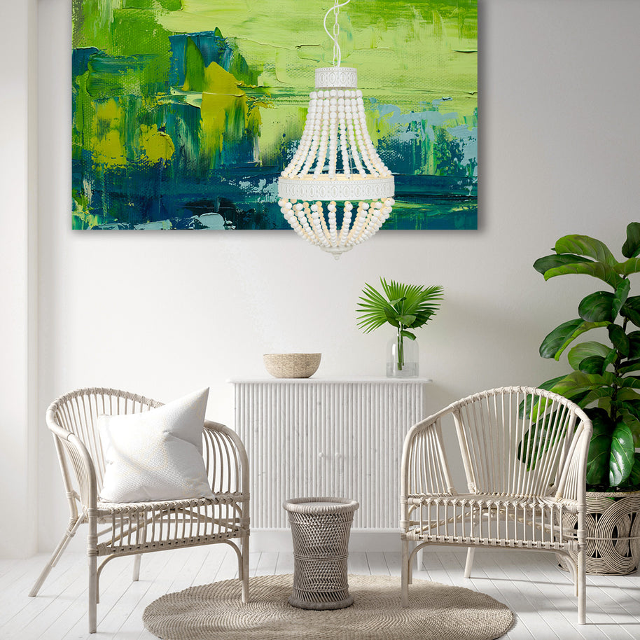 Hanglamp Ella 10191W witte kralenlamp met romantische charme