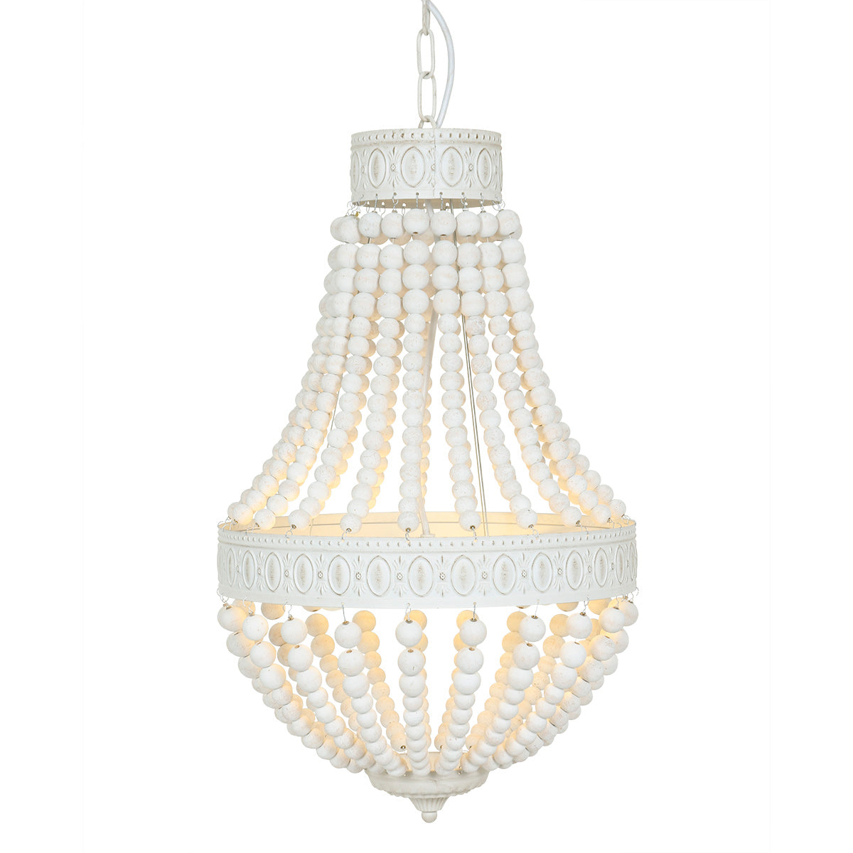 Hanglamp Ella 10191W witte kralenlamp met romantische charme