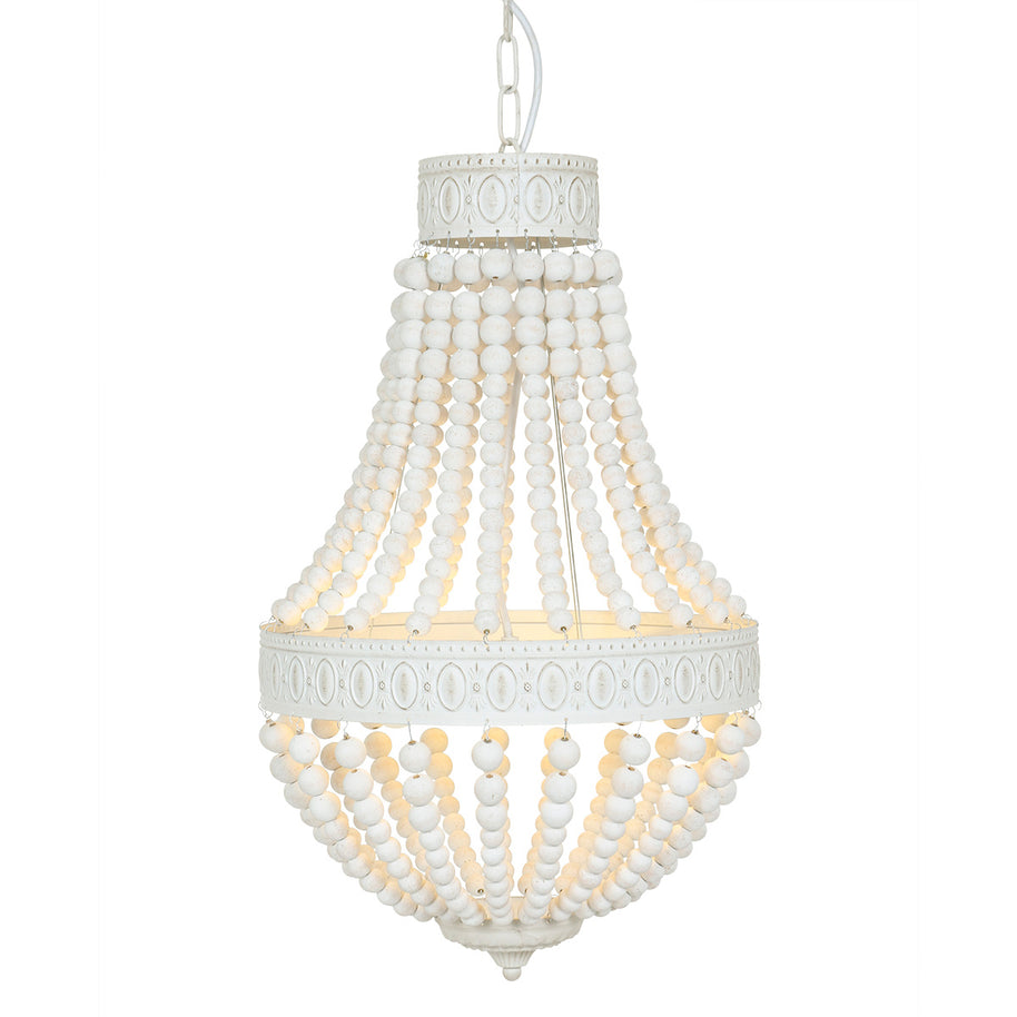 Hanglamp Ella 10191W witte kralenlamp met romantische charme