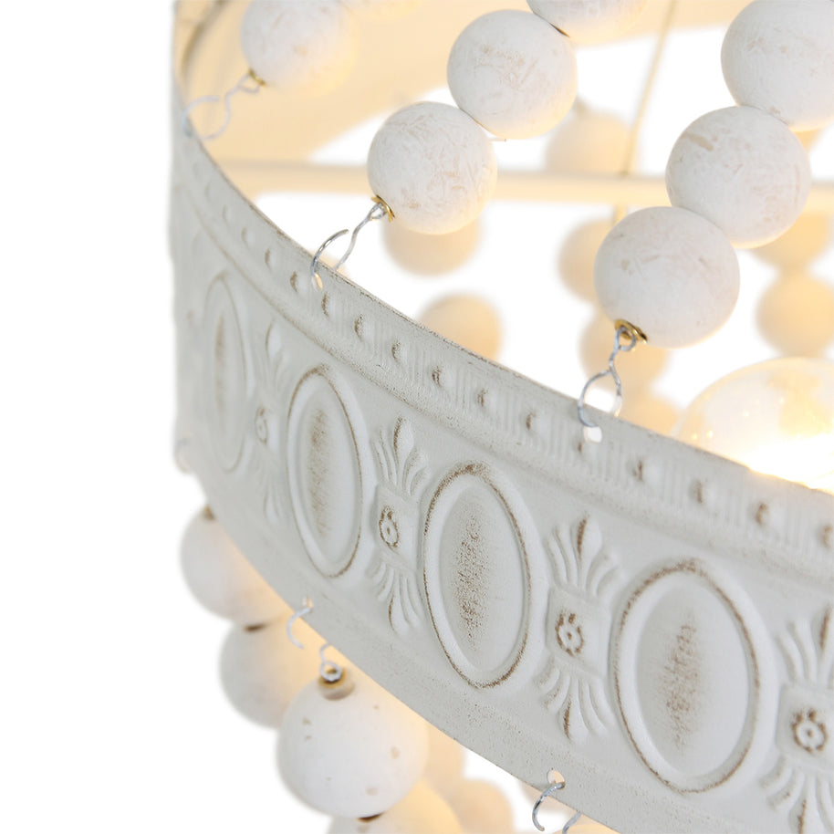 Hanglamp Ella 10191W witte kralenlamp met romantische charme