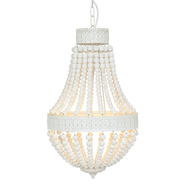 Hanglamp Ella 10191W witte kralenlamp met romantische charme