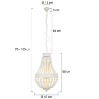 Hanglamp Ella 10191W witte kralenlamp met romantische charme