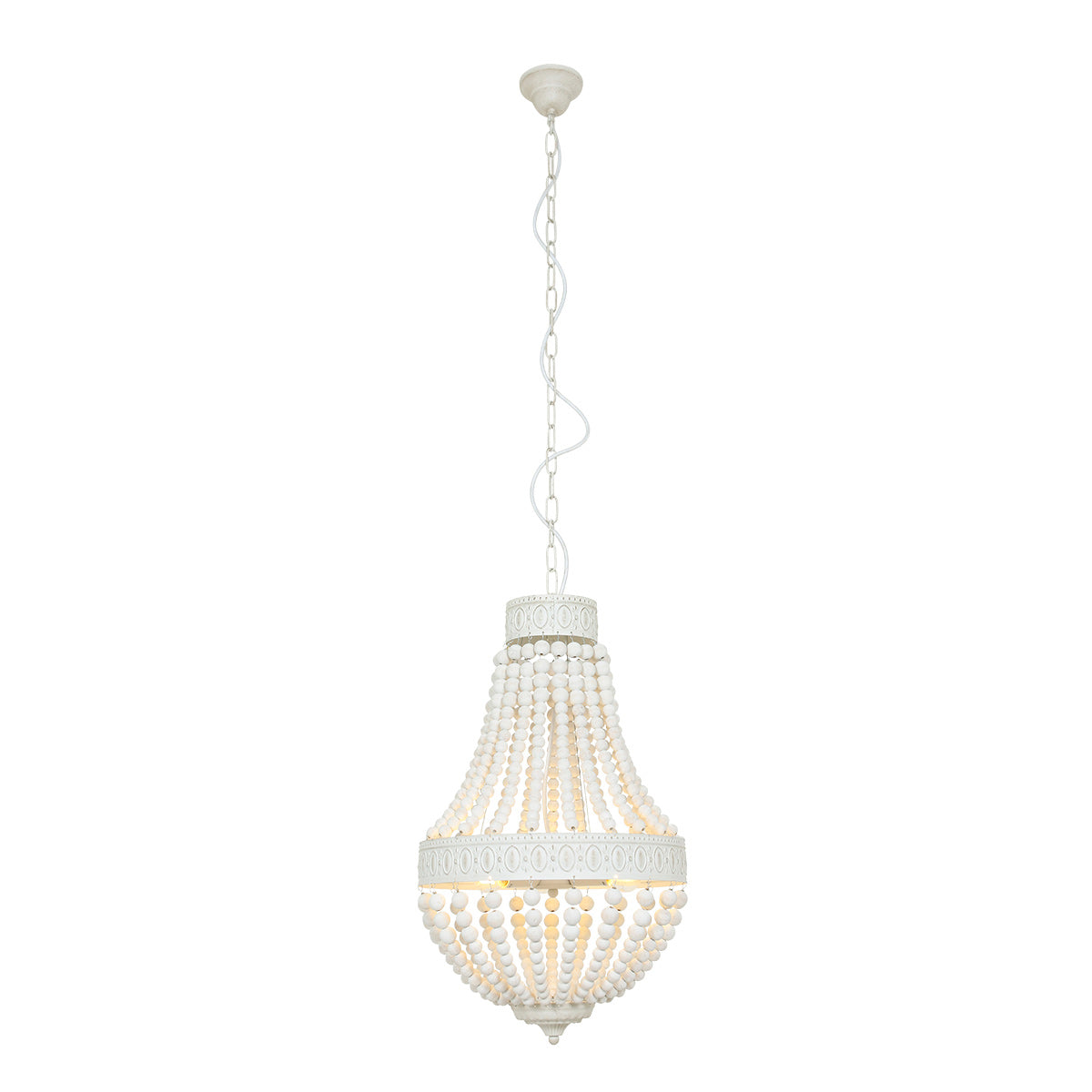 Hanglamp Ella 10191W witte kralenlamp met romantische charme